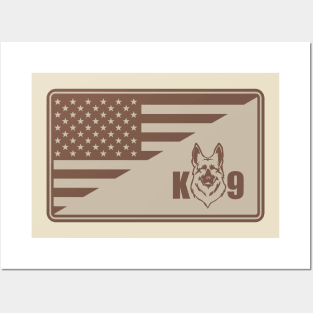 K9 US Flag Subdued Desert Patch Posters and Art